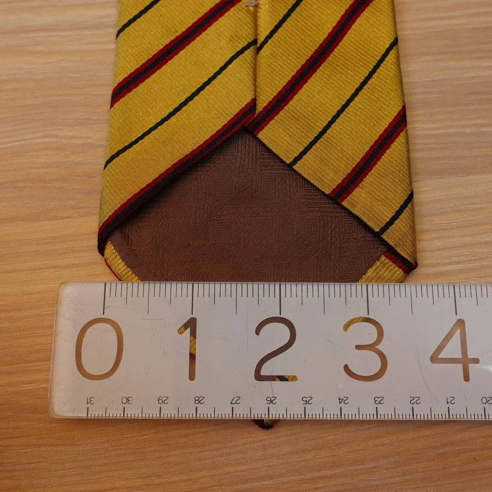 Gold Repp Stripe Neck Tie Mens Yellow STEFANO BERNARDI Regimental Silk Italian